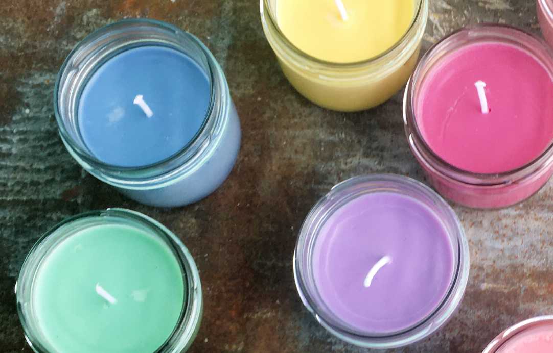 Colored soy wax candles